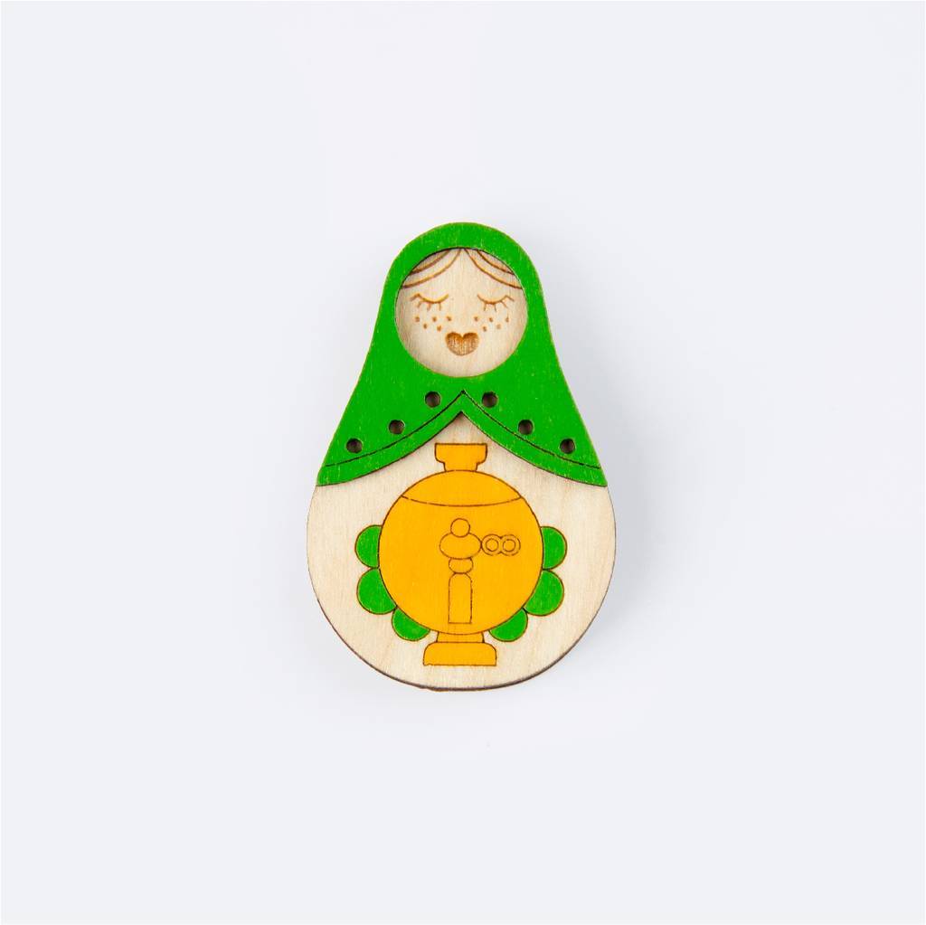 Значок "МАТРЕШКА С САМОВАРОМ"