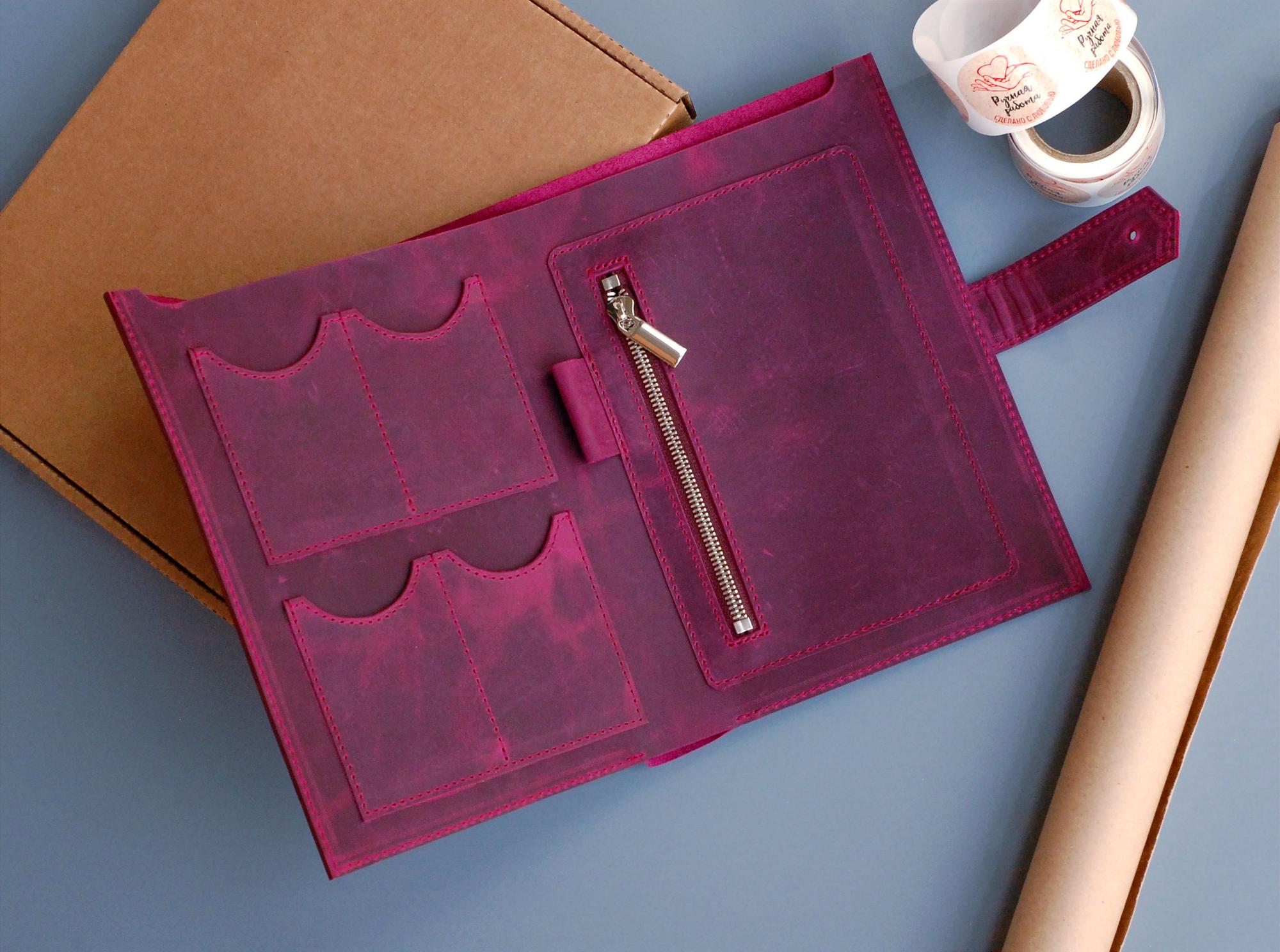 Папка для документов А4 кожаная с кармашками