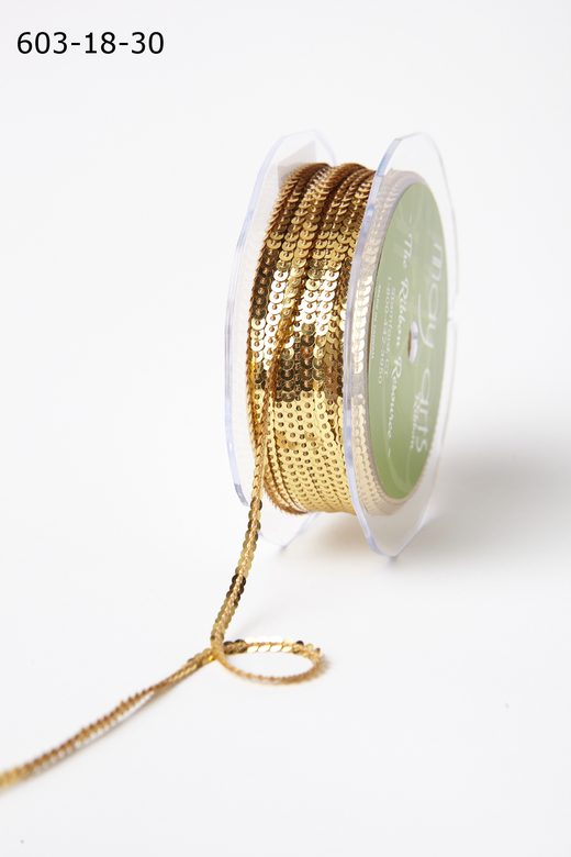 Тесьма с пайетками Gold 1/8 Inch Mini Sequin Single Strand Ribbon