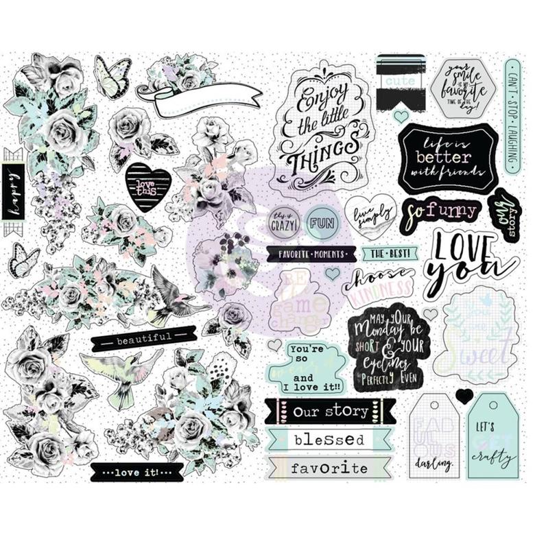 Фольгированные стикеры Flirty Fleur Sticker Sheet 4"X6.5" 4/Pkg
