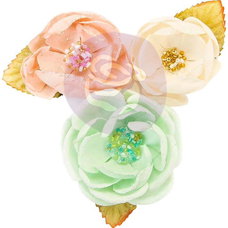 Цветы Cotton Candy Christmas Santa Baby Fabric Flowers 3/Pkg