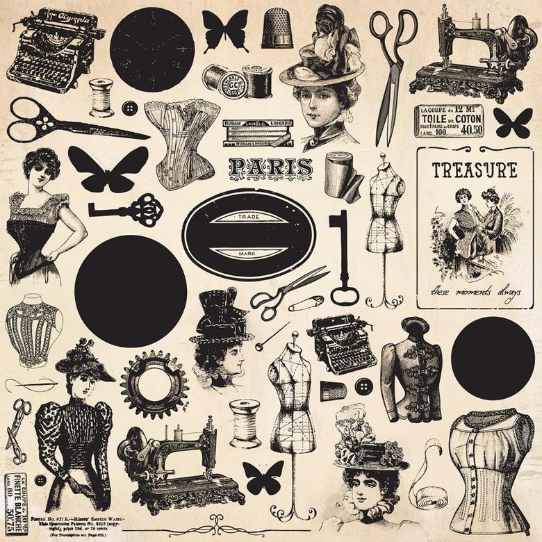 Лист для вырезания Mademoiselle Spot Varnish Cardstock 12"X12" Kaisercraft