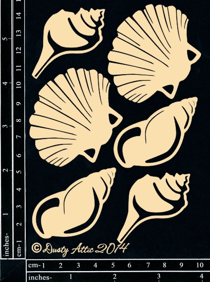 Чипборд Shells 6pk Dusty Attic