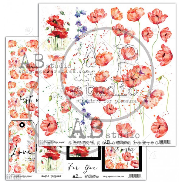 Лист для вырезания вырезания Magic Poppies A.B.Studio