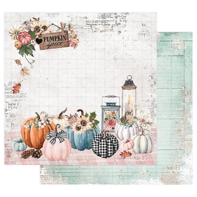 Лист двусторонней бумаги с фольгированием Pumpkin Spice  Pumpkin & Spice Double-Sided Cardstock 12"X12"