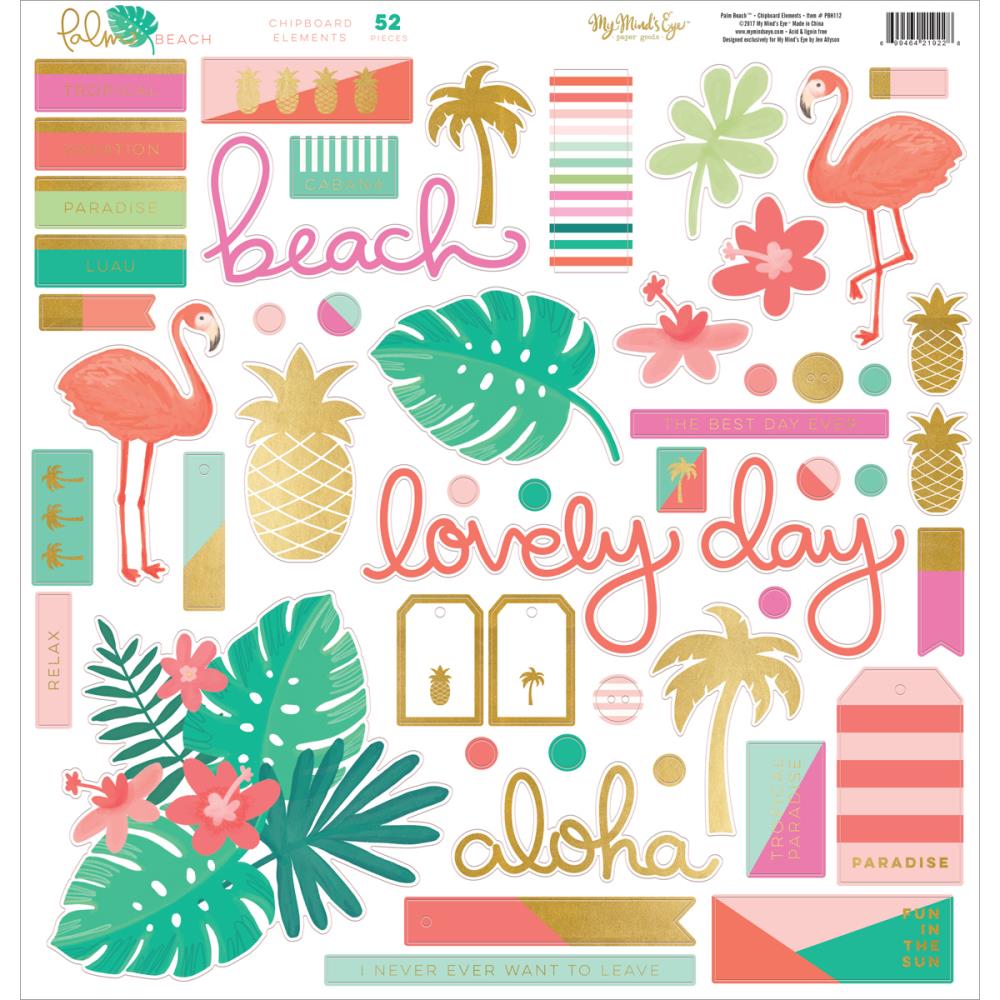 Чипборд с фольгированием My Mind’s Eye Palm Beach Chipboard