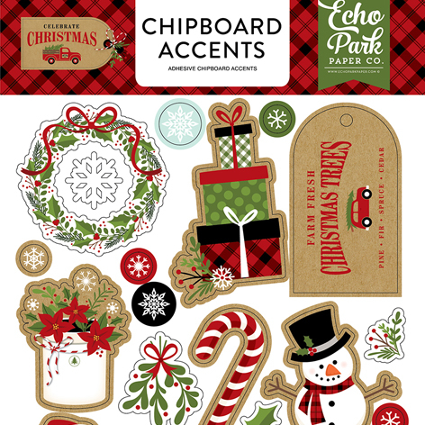 Чипборд акценты Celebrate Christmas 6x13 Chipboard Accents