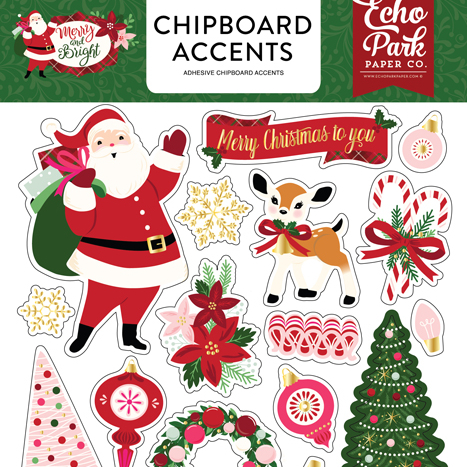 Чипборд акценты Merry & Bright 6x13 Chipboard Accents