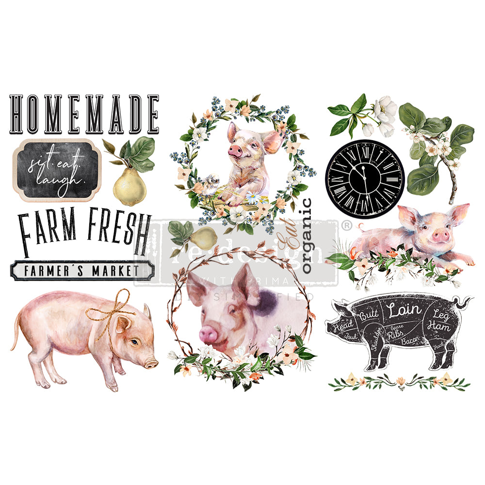 Трансфер (натирка) мини формат 15*30см Farm Fresh Redesign Decor Transfers® - 3 sheets, 6"x12"