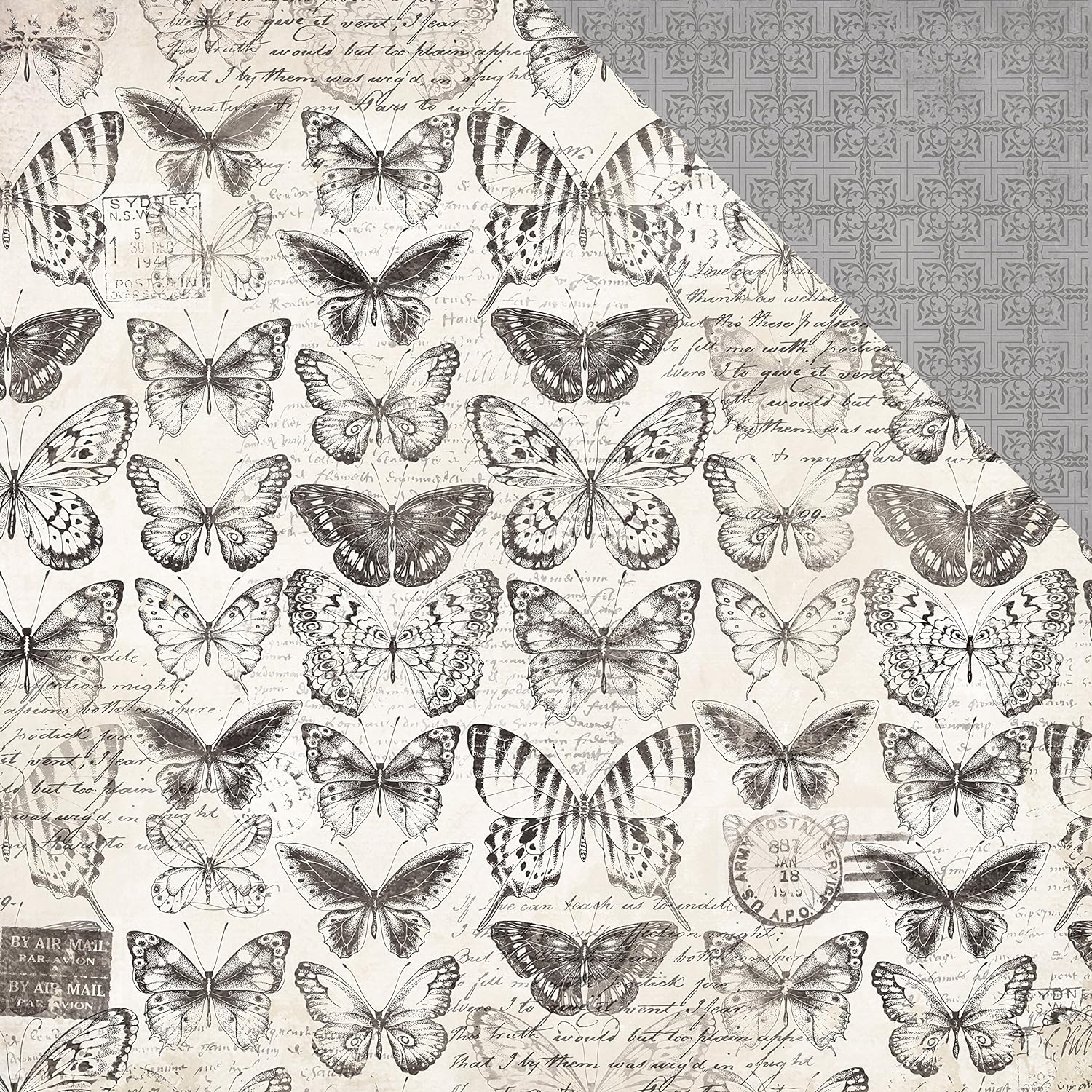 Лист двусторонней бумаги Pen & Ink 2 Collection Kaisercraft