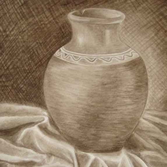 натюрморт гризайль акварель керамический старый кувшин
