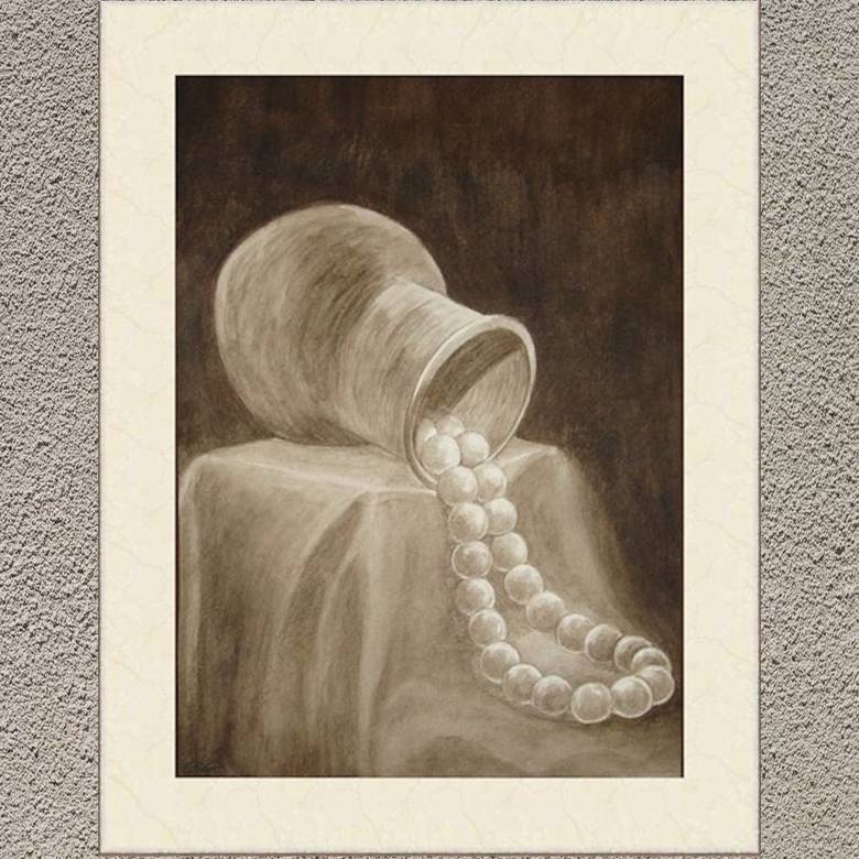 натюрморт гризайль акварель керамический старый кувшин бусы