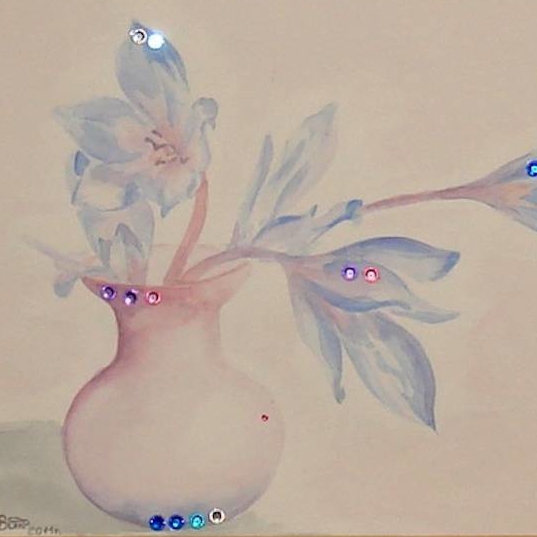 натюрморт акварель стразы цветы крокусы