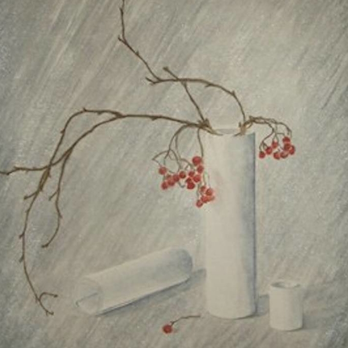 натюрморт акварель веточка рябины