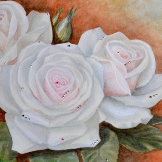 цветы акварель натюрморт роза стразы