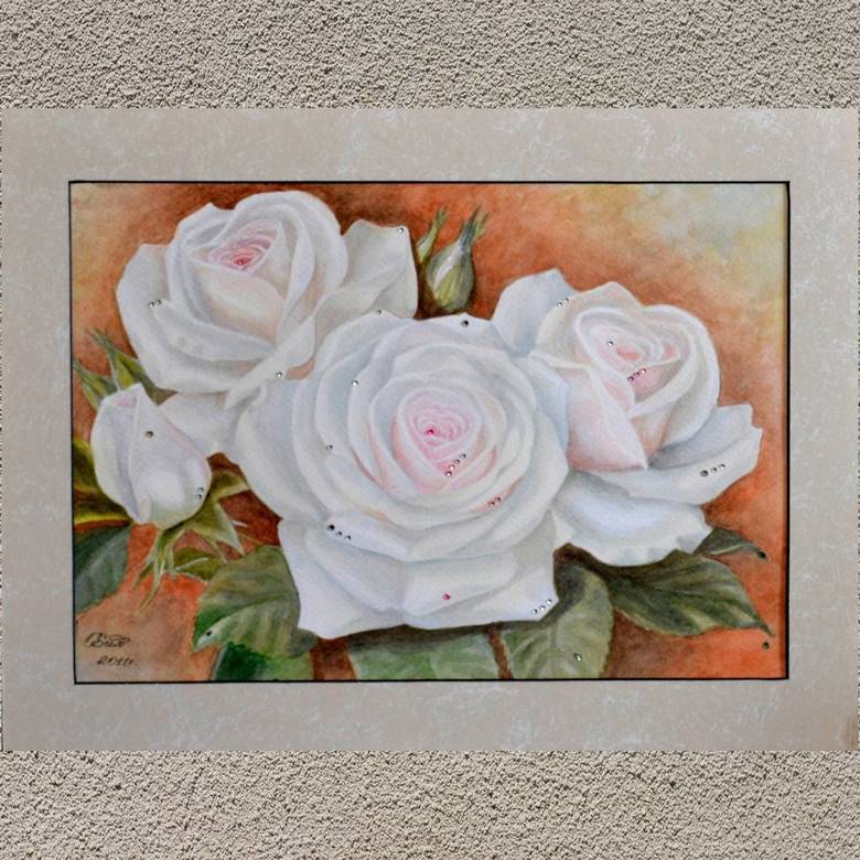 цветы акварель натюрморт роза стразы