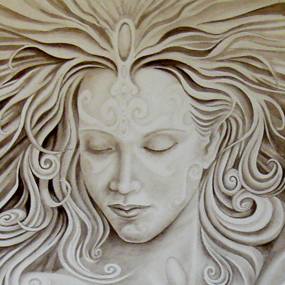 портрет гризайль  женское мифическое лицо Афина, свободная копия 157