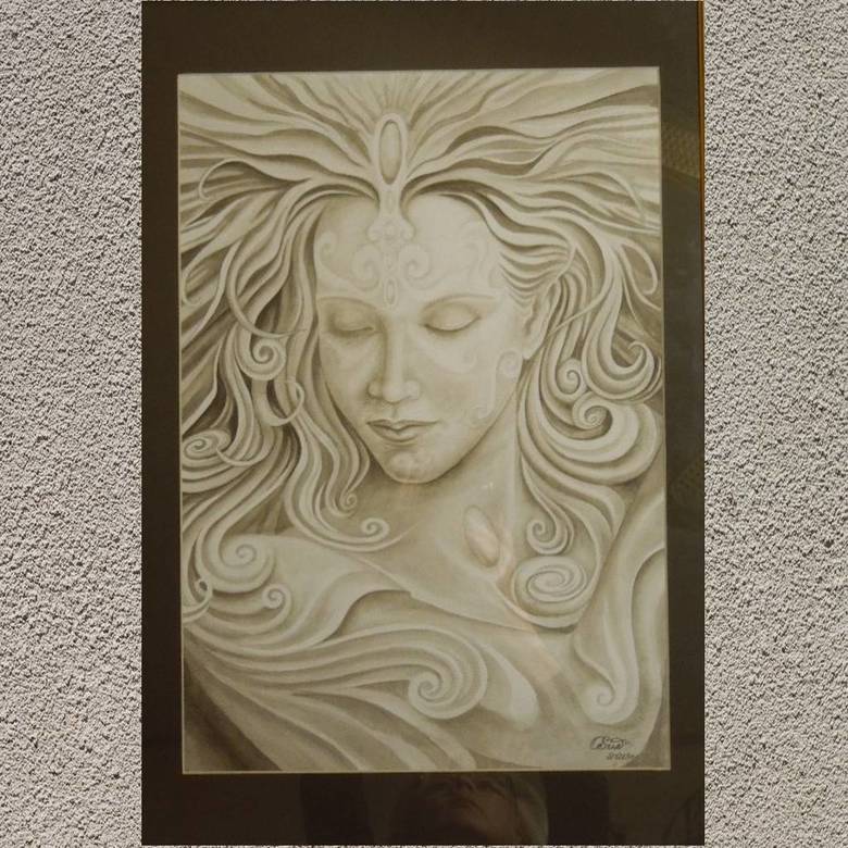 портрет гризайль  женское мифическое лицо Афина, свободная копия 157