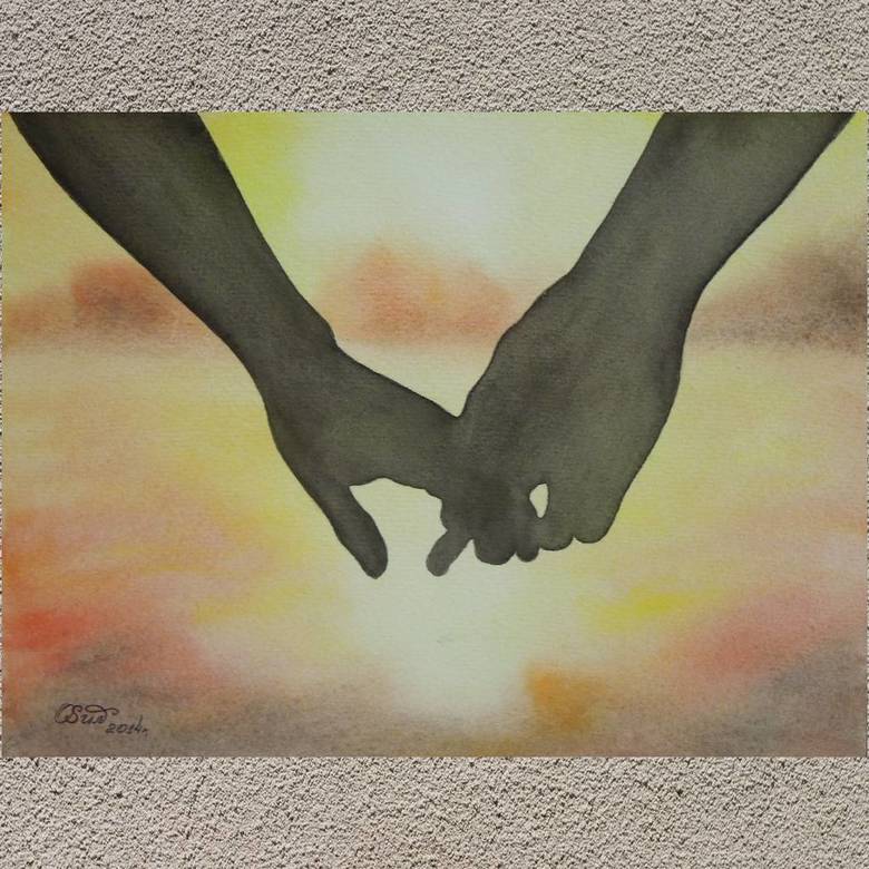 портрет акварель две руки вместе контражур 212