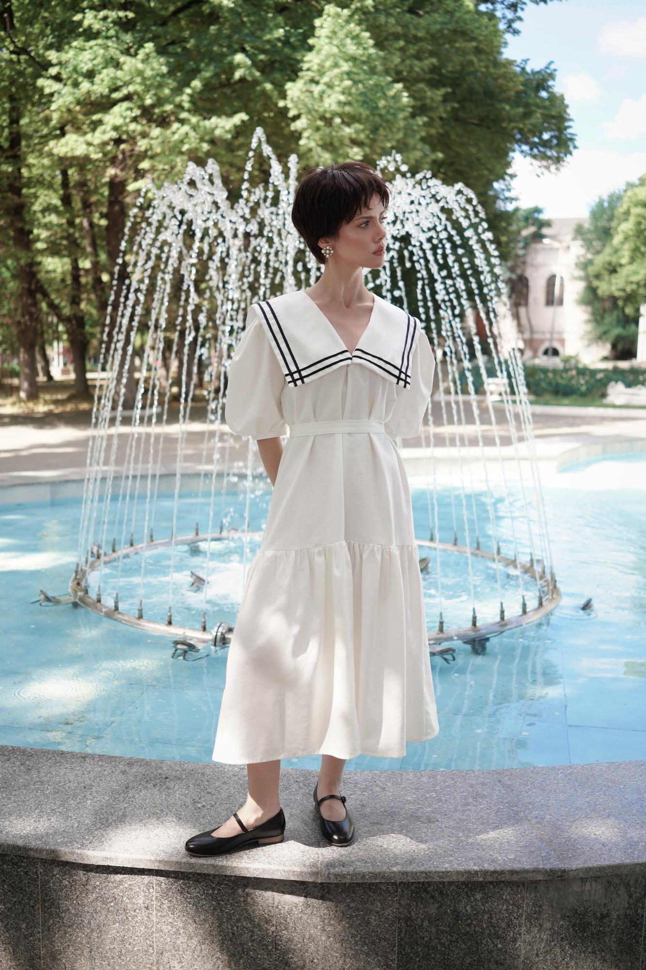 Платье морское молочное