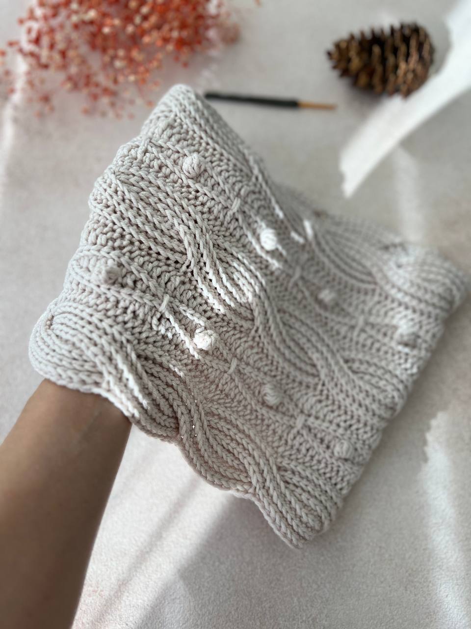 Снуд-шарф с косами крючком