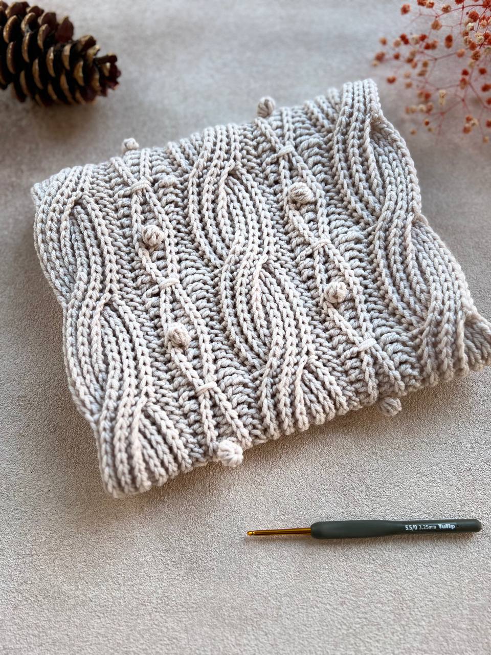 Снуд-шарф с косами крючком