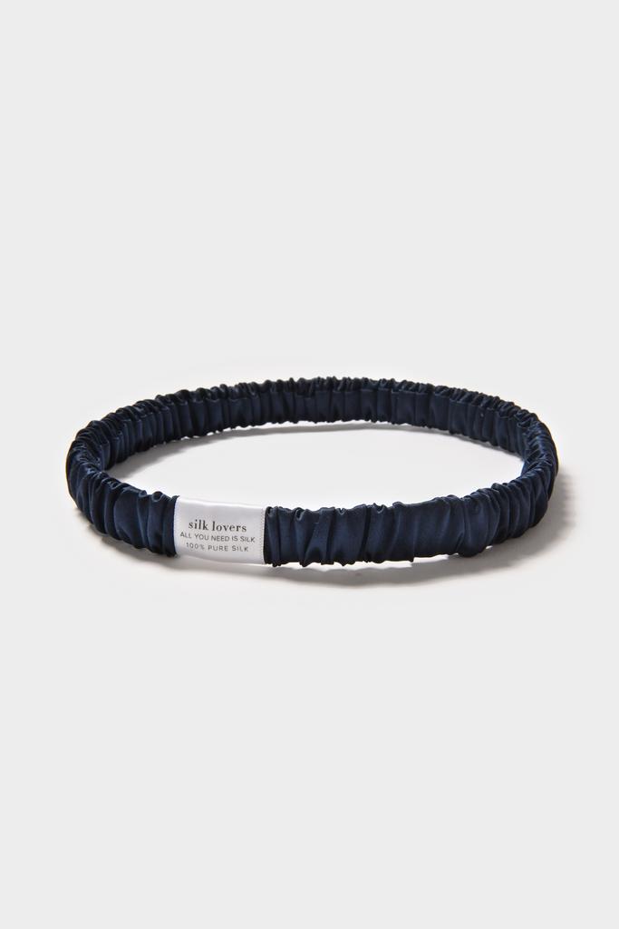 Шелковая повязка-ленточка для волос в темно-синем цвете