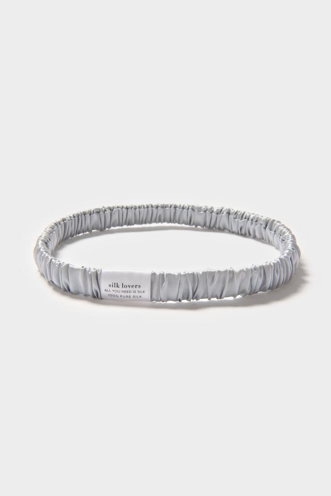 Шелковая повязка-ленточка для волос в серебристом цвете