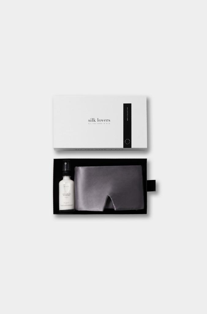 Мужской набор для здорового сна: шелковая повязка c липучкой и спрей "Лаванда"