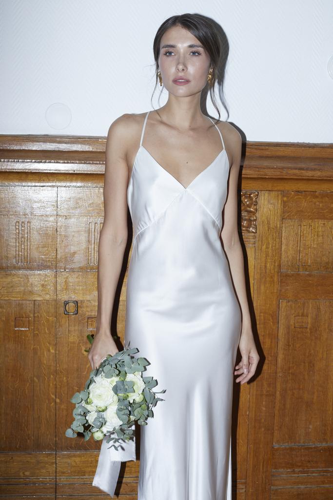 Платье-комбинация из натурального шелка в белом цвете