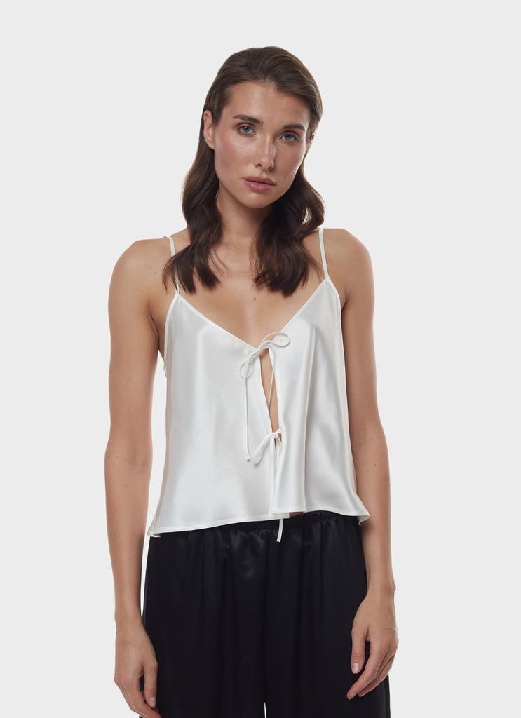 Шелковый топ на завязках белый