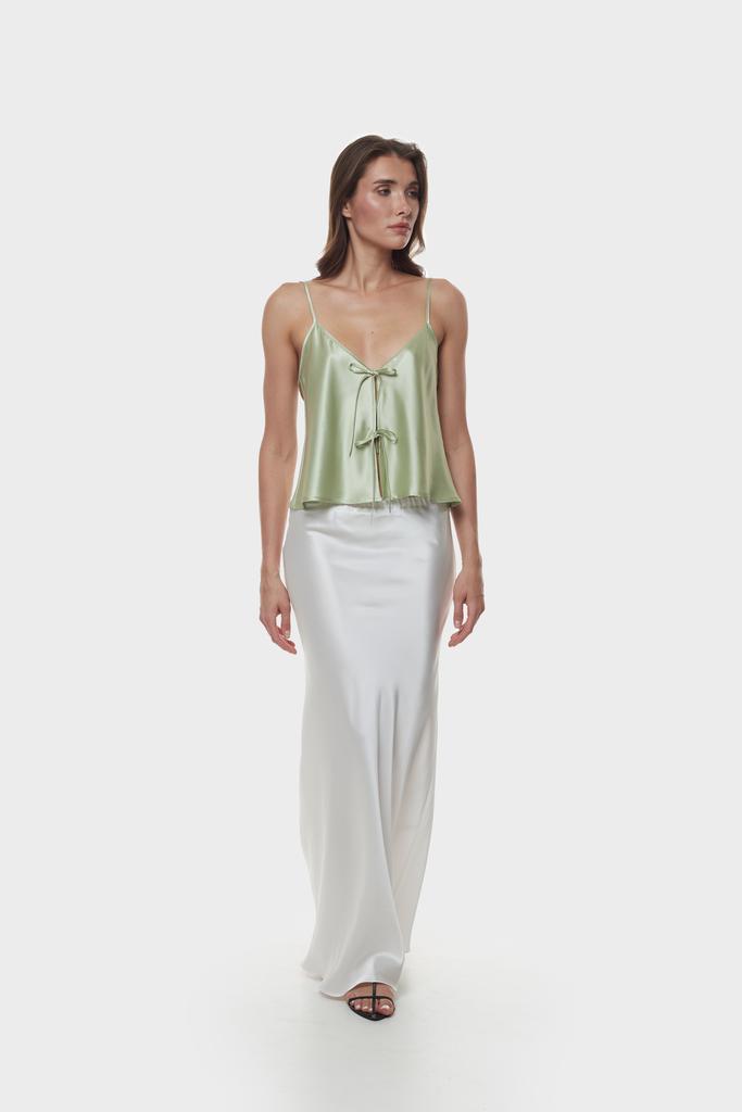 Шелковая юбка макси белая