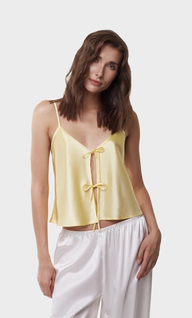 Шелковый топ на завязках лимонный/желтый