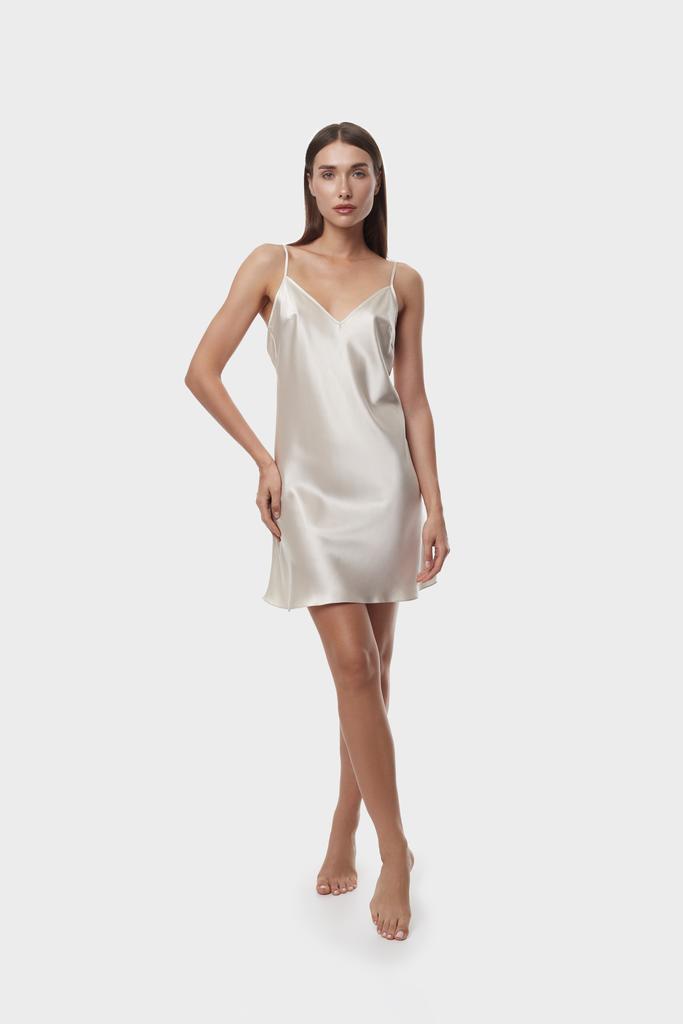 Шелковая сорочка мини латте