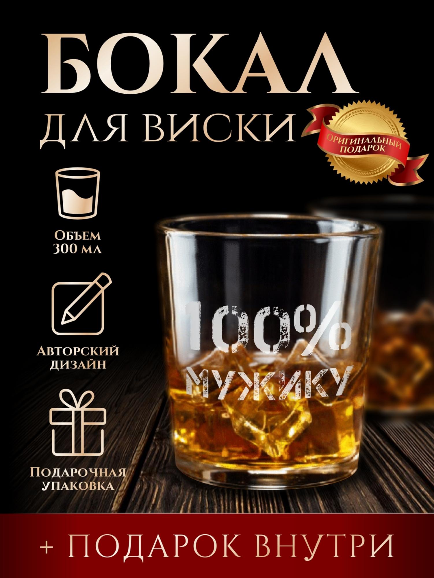 Бокал для виски "100% мужику"