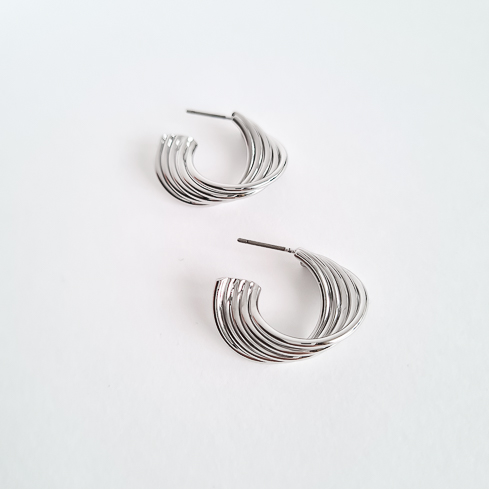 Серьги серебристые витые