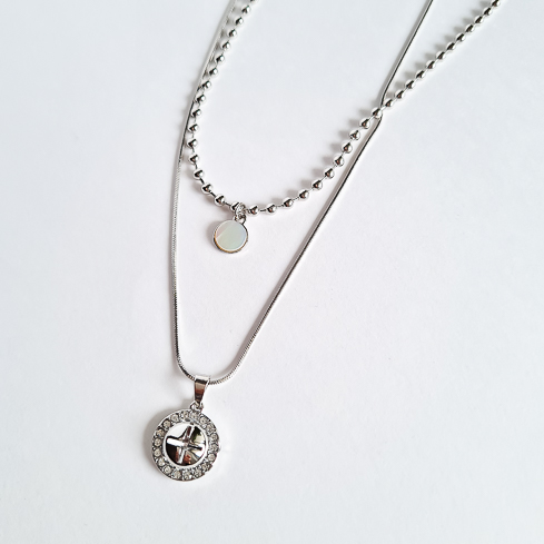 Сет из двух подвесок с медальками с перламутром