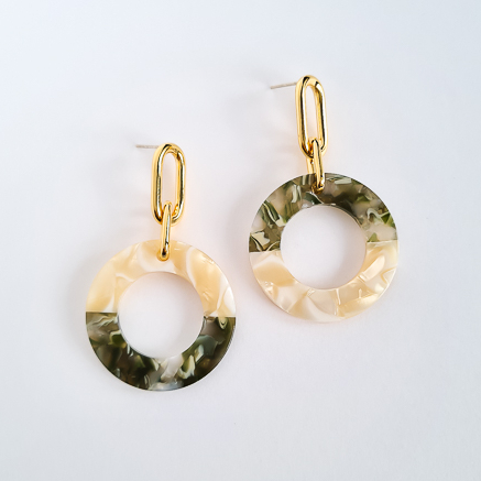 Серьги NUANCE золотистые кольца с переливами в двух оттенках