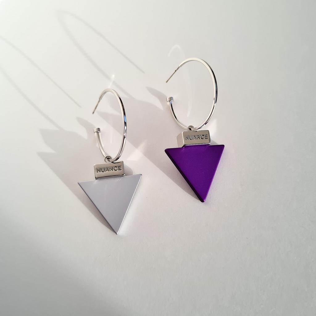 Серьги NUANCE серебристые треугольники на кольцах