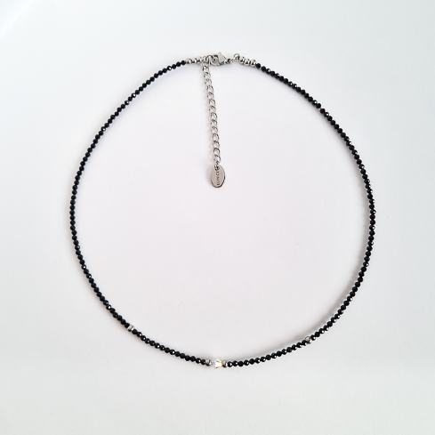 Чокер ELINICE из чёрной шпинели с кристаллом Swarovski