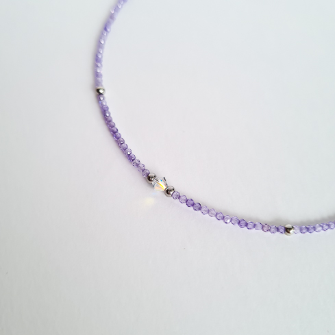 Чокер ELINICE из тёмно-сиреневого циркона с кристаллом Swarovski