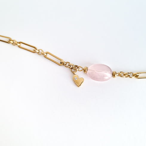 Браслет ELINICE с розовым кварцем в золоте