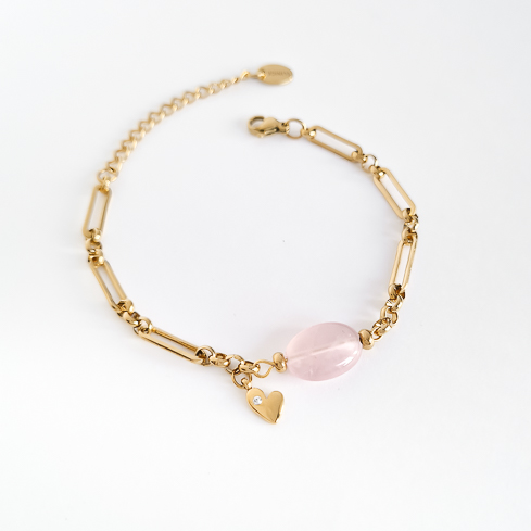 Браслет ELINICE с розовым кварцем в золоте