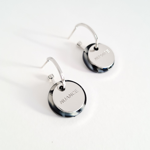 Серьги NUANCE серебристые медальки на кольцах