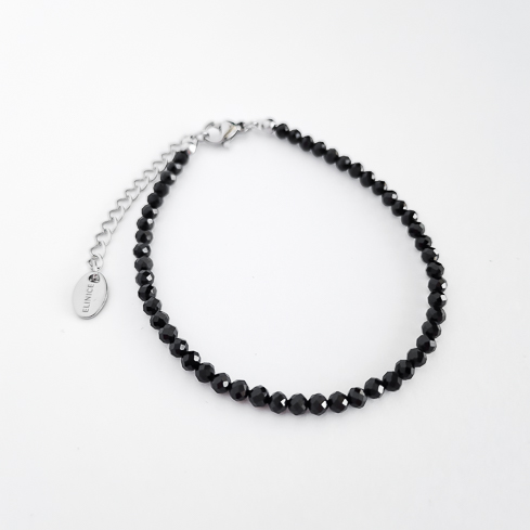 Браслет ELINICE серебристый из чёрной шпинели