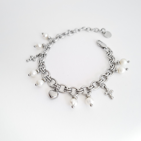 Браслет ELINICE серебристый с подвесными элементами