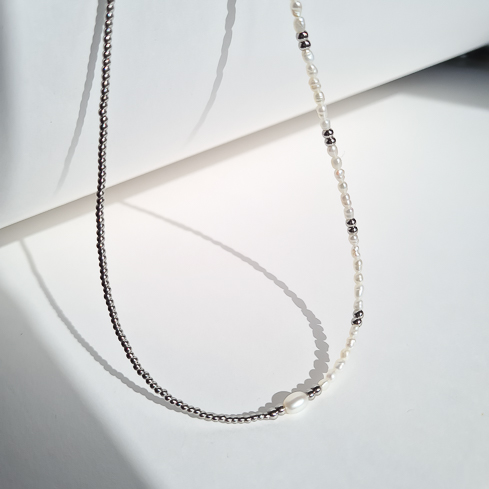 Чокер ELINICE серебристый из натурального жемчуга и шариков