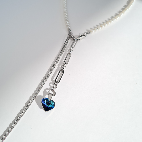 Колье ELINICE с жемчугом и кристаллом Swarovski в виде сердца