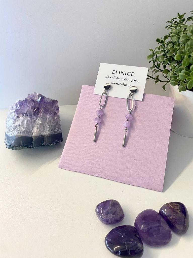 Серьги ELINICE с лавандовым аметистом