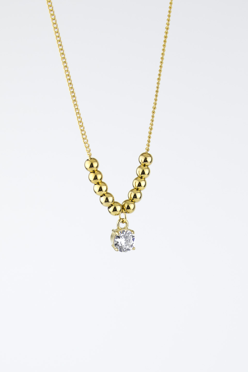 Подвеска ELINICE золотистая с подвижными шариками и кристаллом